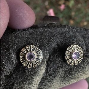 Sterling 925 Celtic Genuine amethyst Stud Earrings